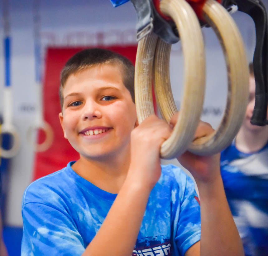 Boy smiling in class